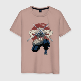Мужская футболка хлопок с принтом Иноске Демон Слеер в Курске, 100% хлопок | прямой крой, круглый вырез горловины, длина до линии бедер, слегка спущенное плечо. | 