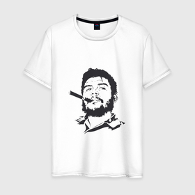 Мужская футболка хлопок с принтом Фидель Кастро в Курске, 100% хлопок | прямой крой, круглый вырез горловины, длина до линии бедер, слегка спущенное плечо. | 