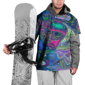 Накидка на куртку 3D с принтом Цветные волновые разводы в Кировске, 100% полиэстер |  | 
