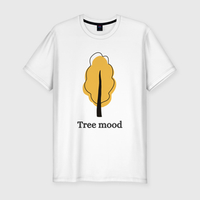 Мужская футболка хлопок Slim с принтом Осеннее оранжевое дерево   tree mood в Тюмени, 92% хлопок, 8% лайкра | приталенный силуэт, круглый вырез ворота, длина до линии бедра, короткий рукав | 