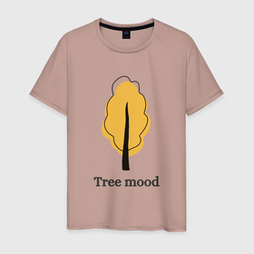 Мужская футболка хлопок с принтом Осеннее оранжевое дерево   tree mood в Новосибирске, 100% хлопок | прямой крой, круглый вырез горловины, длина до линии бедер, слегка спущенное плечо. | 