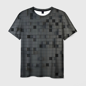 Мужская футболка 3D с принтом Пиксельный объёмный паттерн в Тюмени, 100% полиэфир | прямой крой, круглый вырез горловины, длина до линии бедер | 