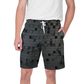 Мужские шорты 3D с принтом Пиксельный объёмный паттерн в Тюмени,  полиэстер 100% | прямой крой, два кармана без застежек по бокам. Мягкая трикотажная резинка на поясе, внутри которой широкие завязки. Длина чуть выше колен | 