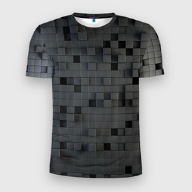 Мужская футболка 3D Slim с принтом Пиксельный объёмный паттерн , 100% полиэстер с улучшенными характеристиками | приталенный силуэт, круглая горловина, широкие плечи, сужается к линии бедра | 