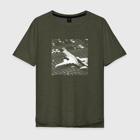Мужская футболка хлопок Oversize с принтом Самолет на парковке в Кировске, 100% хлопок | свободный крой, круглый ворот, “спинка” длиннее передней части | Тематика изображения на принте: 