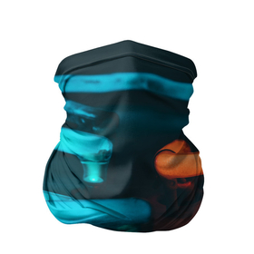 Бандана-труба 3D с принтом Неоновые фонари   Голубой и оранжевый в Тюмени, 100% полиэстер, ткань с особыми свойствами — Activecool | плотность 150‒180 г/м2; хорошо тянется, но сохраняет форму | 