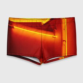 Мужские купальные плавки 3D с принтом Неоновые оранжевые фонари во тьме , Полиэстер 85%, Спандекс 15% |  | Тематика изображения на принте: 