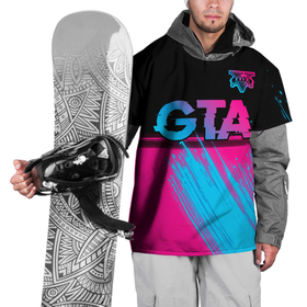 Накидка на куртку 3D с принтом GTA   neon gradient: символ сверху в Курске, 100% полиэстер |  | 