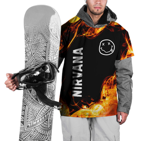 Накидка на куртку 3D с принтом Nirvana и пылающий огонь в Екатеринбурге, 100% полиэстер |  | 