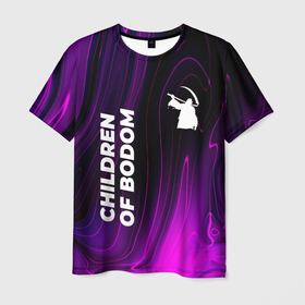 Мужская футболка 3D с принтом Children of Bodom violet plasma в Курске, 100% полиэфир | прямой крой, круглый вырез горловины, длина до линии бедер | 