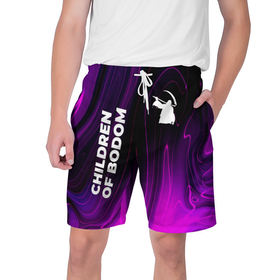 Мужские шорты 3D с принтом Children of Bodom violet plasma в Курске,  полиэстер 100% | прямой крой, два кармана без застежек по бокам. Мягкая трикотажная резинка на поясе, внутри которой широкие завязки. Длина чуть выше колен | 
