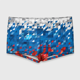 Мужские купальные плавки 3D с принтом Полигональный флаг России в Санкт-Петербурге, Полиэстер 85%, Спандекс 15% |  | 