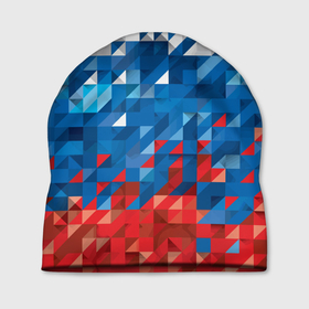 Шапка 3D с принтом Полигональный флаг России в Санкт-Петербурге, 100% полиэстер | универсальный размер, печать по всей поверхности изделия | 