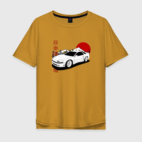Мужская футболка хлопок Oversize с принтом 3000gt Japanese Retro Car в Курске, 100% хлопок | свободный крой, круглый ворот, “спинка” длиннее передней части | Тематика изображения на принте: 