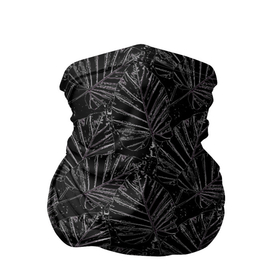 Бандана-труба 3D с принтом Белые контуры тропических листьев на черном , 100% полиэстер, ткань с особыми свойствами — Activecool | плотность 150‒180 г/м2; хорошо тянется, но сохраняет форму | Тематика изображения на принте: 