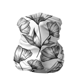 Бандана-труба 3D с принтом Графичные цветы на белом фоне в Петрозаводске, 100% полиэстер, ткань с особыми свойствами — Activecool | плотность 150‒180 г/м2; хорошо тянется, но сохраняет форму | 