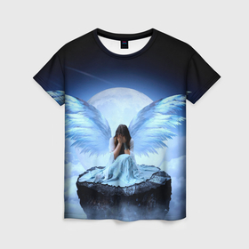 Женская футболка 3D с принтом Плачущий ангел   девушка в Новосибирске, 100% полиэфир ( синтетическое хлопкоподобное полотно) | прямой крой, круглый вырез горловины, длина до линии бедер | 