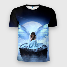 Мужская футболка 3D Slim с принтом Плачущий ангел   девушка в Новосибирске, 100% полиэстер с улучшенными характеристиками | приталенный силуэт, круглая горловина, широкие плечи, сужается к линии бедра | 