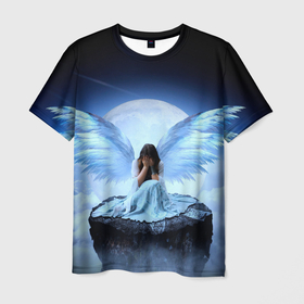 Мужская футболка 3D с принтом Плачущий ангел   девушка в Курске, 100% полиэфир | прямой крой, круглый вырез горловины, длина до линии бедер | 