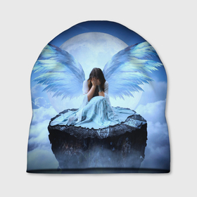 Шапка 3D с принтом Плачущий ангел   девушка в Курске, 100% полиэстер | универсальный размер, печать по всей поверхности изделия | 