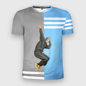 Мужская футболка 3D Slim с принтом Хип хопер в Кировске, 100% полиэстер с улучшенными характеристиками | приталенный силуэт, круглая горловина, широкие плечи, сужается к линии бедра | 