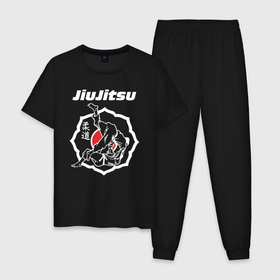 Мужская пижама хлопок с принтом Jiu jitsu throw в Курске, 100% хлопок | брюки и футболка прямого кроя, без карманов, на брюках мягкая резинка на поясе и по низу штанин
 | 