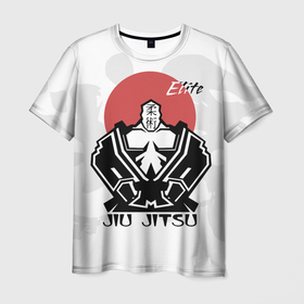 Мужская футболка 3D с принтом Jiu Jitsu red sunJiu Jitsu red sun в Новосибирске, 100% полиэфир | прямой крой, круглый вырез горловины, длина до линии бедер | 