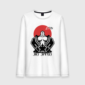 Мужской лонгслив хлопок с принтом Jiu Jitsu red sun logo в Петрозаводске, 100% хлопок |  | 