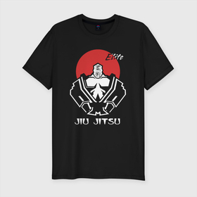 Мужская футболка хлопок Slim с принтом Jiu Jitsu red sun , 92% хлопок, 8% лайкра | приталенный силуэт, круглый вырез ворота, длина до линии бедра, короткий рукав | 