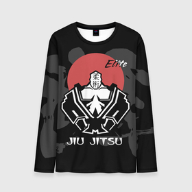Мужской лонгслив 3D с принтом Jiu Jitsu red sun logo в Петрозаводске, 100% полиэстер | длинные рукава, круглый вырез горловины, полуприлегающий силуэт | 