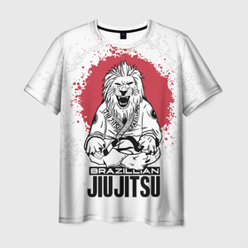 Мужская футболка 3D с принтом Jiu Jitsu red sun в Екатеринбурге, 100% полиэфир | прямой крой, круглый вырез горловины, длина до линии бедер | 