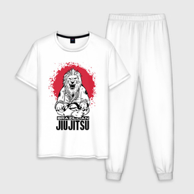Мужская пижама хлопок с принтом Jiu Jitsu red sun Brazil в Белгороде, 100% хлопок | брюки и футболка прямого кроя, без карманов, на брюках мягкая резинка на поясе и по низу штанин
 | 