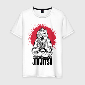 Мужская футболка хлопок с принтом Jiu Jitsu red sun Brazil в Белгороде, 100% хлопок | прямой крой, круглый вырез горловины, длина до линии бедер, слегка спущенное плечо. | 