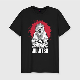 Мужская футболка хлопок Slim с принтом Jiu Jitsu red sun Brazil logo в Санкт-Петербурге, 92% хлопок, 8% лайкра | приталенный силуэт, круглый вырез ворота, длина до линии бедра, короткий рукав | 