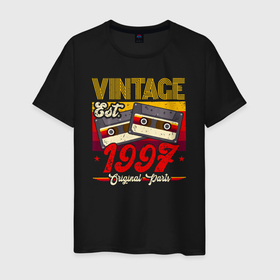 Мужская футболка хлопок с принтом Винтаж 1997 оригинальные запчасти в Санкт-Петербурге, 100% хлопок | прямой крой, круглый вырез горловины, длина до линии бедер, слегка спущенное плечо. | 
