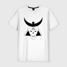 Мужская футболка хлопок Slim с принтом Samurai Skull   Black в Санкт-Петербурге, 92% хлопок, 8% лайкра | приталенный силуэт, круглый вырез ворота, длина до линии бедра, короткий рукав | Тематика изображения на принте: 
