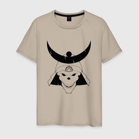 Мужская футболка хлопок с принтом Samurai Skull   Black в Санкт-Петербурге, 100% хлопок | прямой крой, круглый вырез горловины, длина до линии бедер, слегка спущенное плечо. | Тематика изображения на принте: 