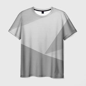 Мужская футболка 3D с принтом Геометрические серые фигуры в Петрозаводске, 100% полиэфир | прямой крой, круглый вырез горловины, длина до линии бедер | 