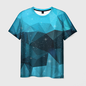 Мужская футболка 3D с принтом Полигональный космос , 100% полиэфир | прямой крой, круглый вырез горловины, длина до линии бедер | Тематика изображения на принте: 