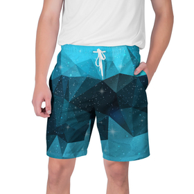 Мужские шорты 3D с принтом Полигональный космос в Новосибирске,  полиэстер 100% | прямой крой, два кармана без застежек по бокам. Мягкая трикотажная резинка на поясе, внутри которой широкие завязки. Длина чуть выше колен | 