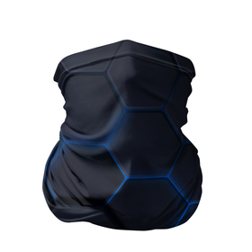 Бандана-труба 3D с принтом Неоновая броня голубая в Новосибирске, 100% полиэстер, ткань с особыми свойствами — Activecool | плотность 150‒180 г/м2; хорошо тянется, но сохраняет форму | 