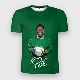 Мужская футболка 3D Slim с принтом Пеле (PELE) легенда футбола в Санкт-Петербурге, 100% полиэстер с улучшенными характеристиками | приталенный силуэт, круглая горловина, широкие плечи, сужается к линии бедра | 
