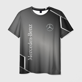 Мужская футболка 3D с принтом Mercedes абстракция карбон в Кировске, 100% полиэфир | прямой крой, круглый вырез горловины, длина до линии бедер | 