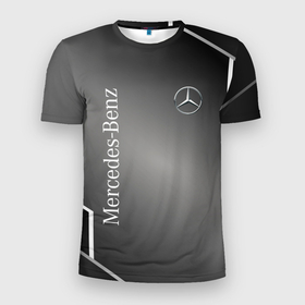 Мужская футболка 3D Slim с принтом Mercedes абстракция карбон в Кировске, 100% полиэстер с улучшенными характеристиками | приталенный силуэт, круглая горловина, широкие плечи, сужается к линии бедра | 
