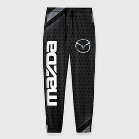 Мужские брюки 3D с принтом Mazda карбон в Петрозаводске, 100% полиэстер | манжеты по низу, эластичный пояс регулируется шнурком, по бокам два кармана без застежек, внутренняя часть кармана из мелкой сетки | 