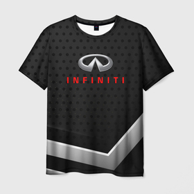 Мужская футболка 3D с принтом Infiniti карбон , 100% полиэфир | прямой крой, круглый вырез горловины, длина до линии бедер | 