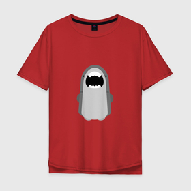 Мужская футболка хлопок Oversize с принтом Мультяшная акула в Тюмени, 100% хлопок | свободный крой, круглый ворот, “спинка” длиннее передней части | 