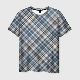 Мужская футболка 3D с принтом Серо голубой классический клетчатый узор в Курске, 100% полиэфир | прямой крой, круглый вырез горловины, длина до линии бедер | 