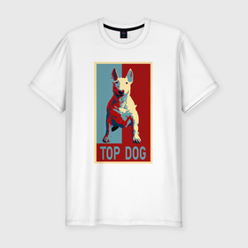 Мужская футболка хлопок Slim с принтом Бультерьер TOP DOG в Кировске, 92% хлопок, 8% лайкра | приталенный силуэт, круглый вырез ворота, длина до линии бедра, короткий рукав | 