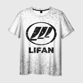 Мужская футболка 3D с принтом Lifan с потертостями на светлом фоне в Кировске, 100% полиэфир | прямой крой, круглый вырез горловины, длина до линии бедер | Тематика изображения на принте: 